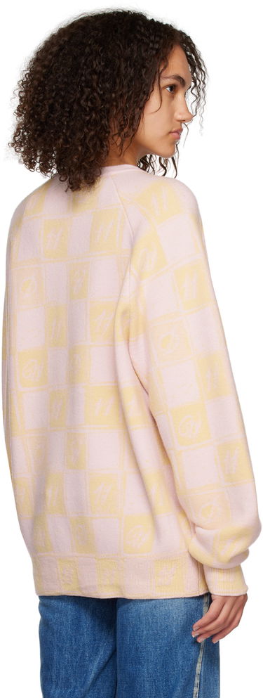Pleteni pulover We11done We11done Checkerboard V-Neck Sweater Roza | WD-KT3-22-639-U-YE, 2