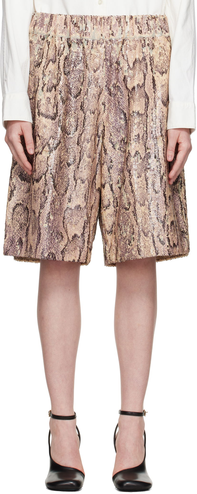 Kratke hlače Dries Van Noten Dries Van Noten Sequinned Shorts Bež | 251-010942-1483