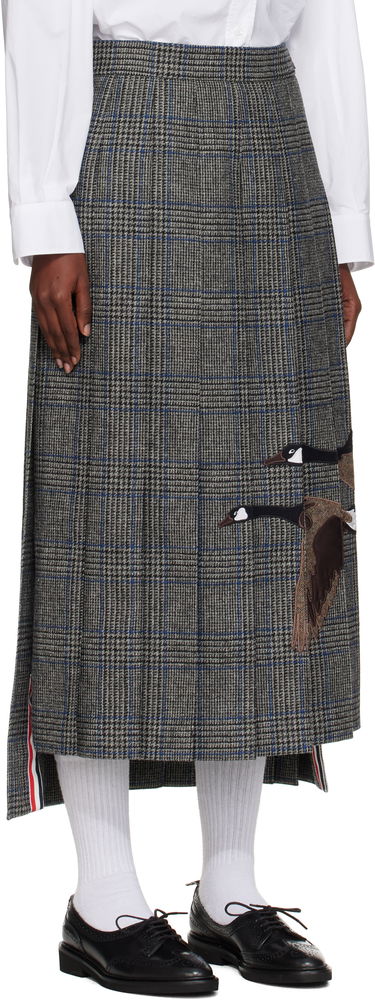 Krila Thom Browne Thom Browne Classic Pleated Maxi Skirt with Appliqué Siva | FGCA24E-E1376, 1