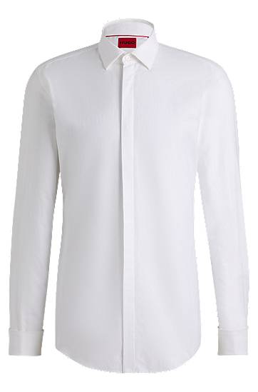 Srajce BOSS Slim-Fit Cotton Blend Shirt Bela | 50539770