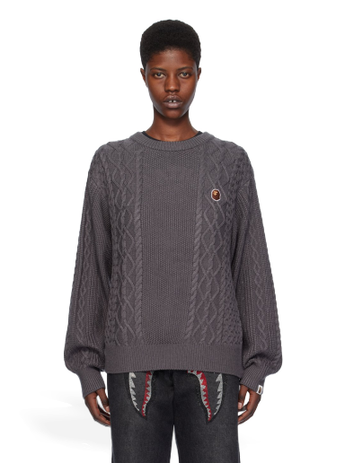 Pleteni pulover BAPE Ape Head One Point Sweater Siva | 001KNJ802006L