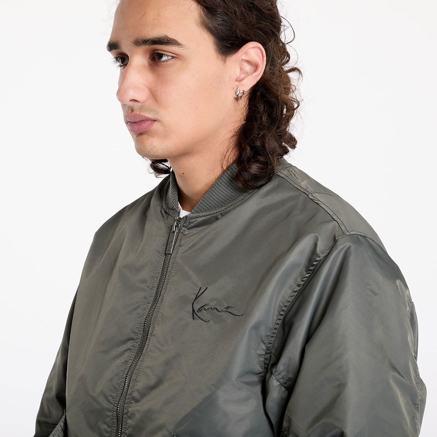 Bomber jakna Karl Kani Jacket Small Signature Distressed Bomber Jacket Anthracite S Siva | 60710004, 1
