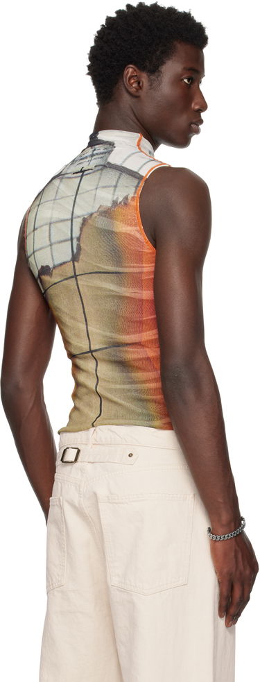 Majica brez rokavov Jean Paul Gaultier Jean Paul Gaultier 'The Fire' Printed Mesh Tank Top Oranžna | 25/03-W-TO307-M003P-150100, 2