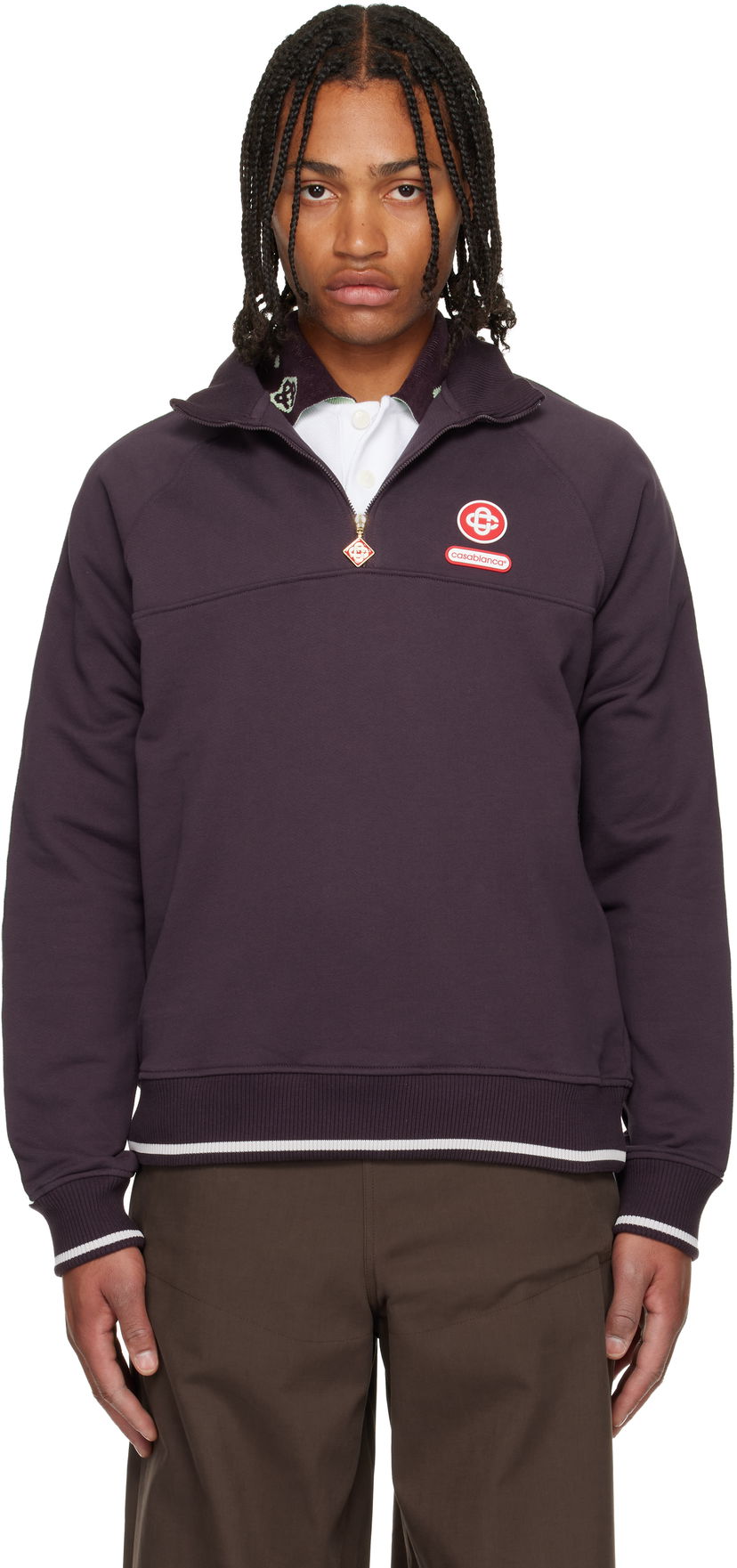 Pulover Casablanca Quarter Zip Laurel Sweatshirt Lila | M-AW25-JTP-419-01