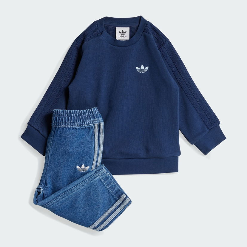 Trenirka adidas Performance Denim Crew Set Modra | JD5826