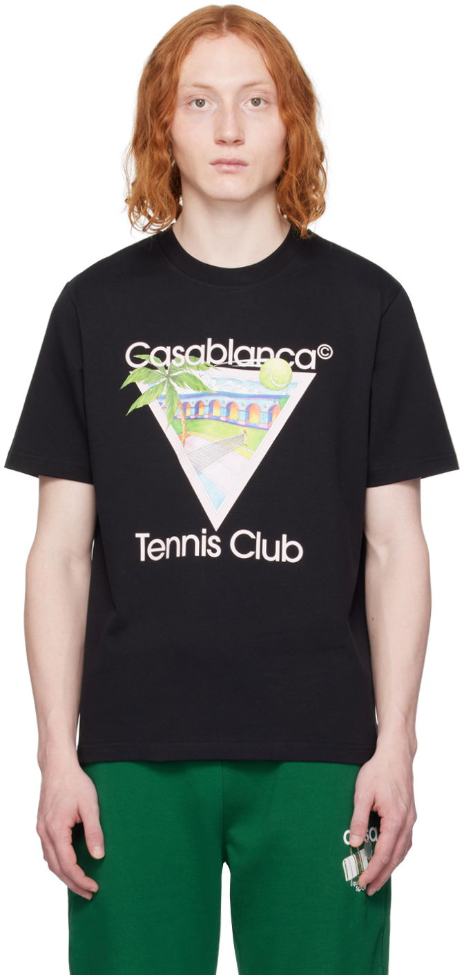 Majica Casablanca SSENSE x 'Tennis Club' Icon T-Shirt Črna | MPS24-JTS-001-12