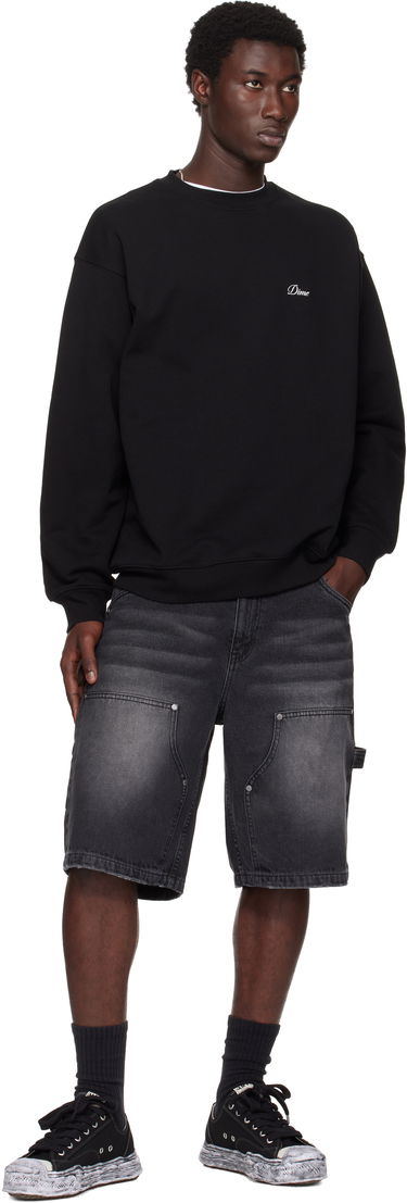 Pulover Dime Dime Cursive Small Logo Crewneck Sweatshirt Črna | DIMESU2538BLK, 3