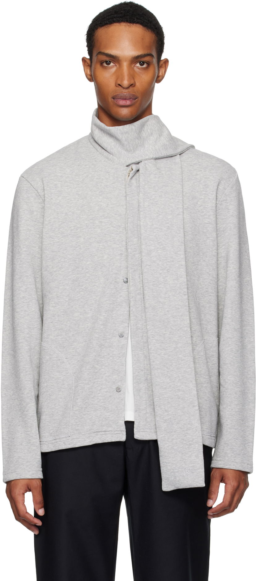 Pulover Maison Margiela MM6 Maison Margiela Long Sleeve Sweatshirt with Attached Scarf Siva | SH0NH0015 M25013
