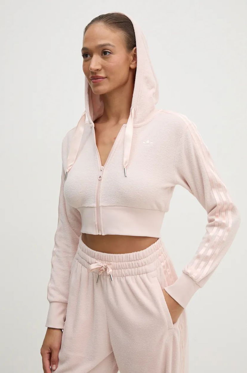 Pulover adidas Originals Galore Short Fulzip Cropped Hoodie Roza | JN3005