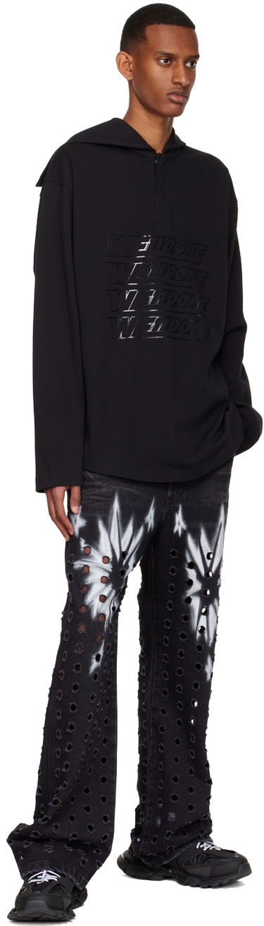 Pulover We11done We11done Embossed-Logo Cotton Henley Črna | WD-TT1-22-554-U-BK, 3