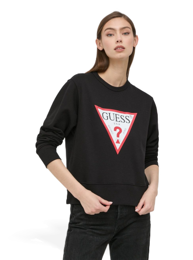 Pulover GUESS Triangle Sweatshirt Črna | W2YQ16.KBA10