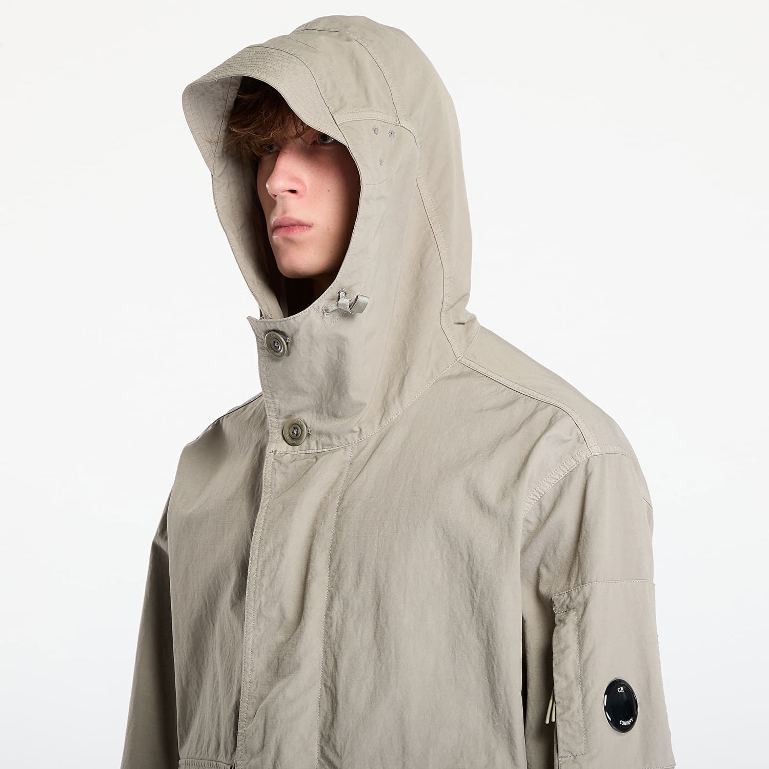 Jakna C.P. Company Twill Hooded Short Jacket Fungi Grey Bež | 19CMOW069A110305G-356, 1