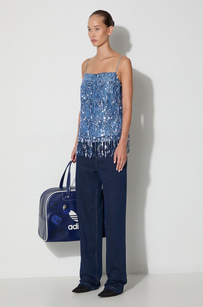 Majica brez rokavov Samsoe Samsoe Sequined Fringe Cami Top by Samsoe Samsoe Modra | F23200094, 1