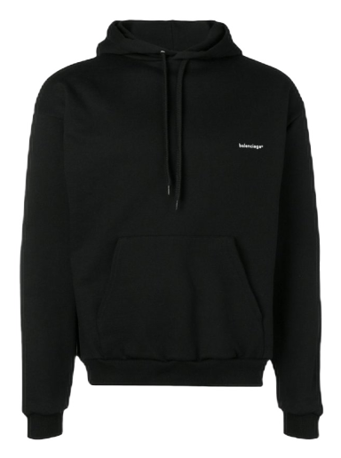 Pulover Balenciaga Small Contrast Logo Print Hoodie Črna | 556145TYK271000