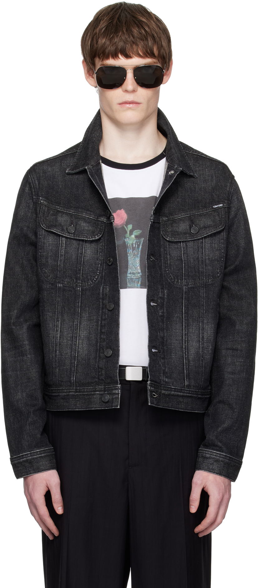 Jakna Tom Ford TOM FORD Icon Selvedge Denim Jacket Črna | DJI001-DMC076