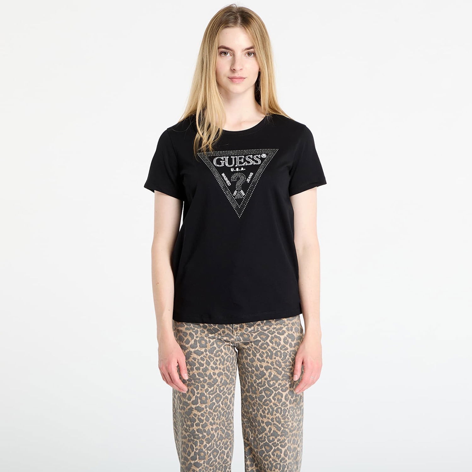 Majica GUESS GUESS Krystal Triangle Tee Črna | W5BI18I3Z14-JBLK, 0