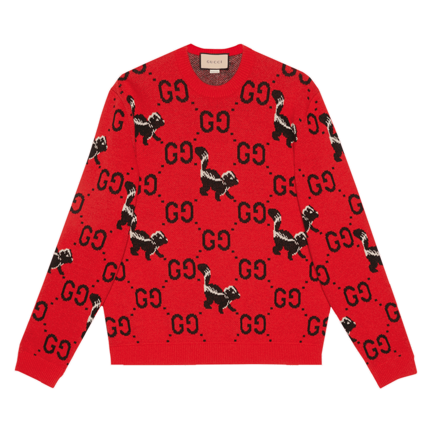Pleteni pulover Gucci GG And Skunk Wool Knit Sweater Rdeča | 711576 XKCL2 6229, 0