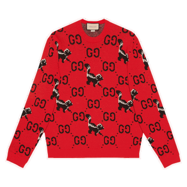Pleteni pulover Gucci GG And Skunk Wool Knit Sweater Rdeča | 711576 XKCL2 6229, 0