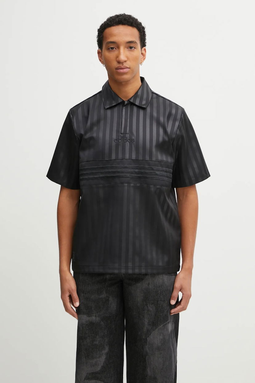 Polo majica adidas Originals Originals Striped Satin Jersey Polo Shirt Črna | JV7586