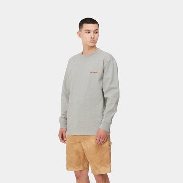 Majica Carhartt WIP L/S American Script T-Shirt "Grey Heather" Siva | I029955_V6_XX, 0