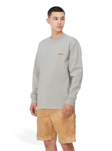 Majica Carhartt WIP L/S American Script T-Shirt "Grey Heather" Siva | I029955_V6_XX