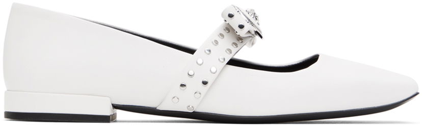 Oblačila Versace Versace Gianni Ribbon Studded Ballerina Flats Bela | 1016073_1A01006_1W00P