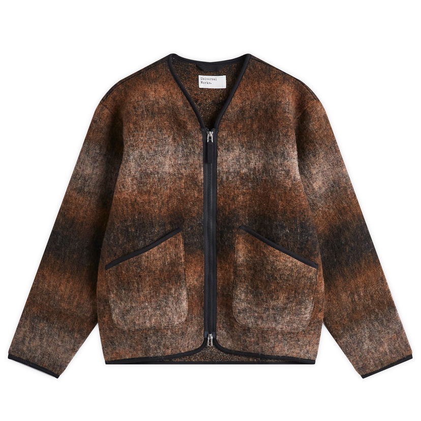 Pleteni pulover Universal Works Universal Works Ombre Wool Fleece Liner Jacket, Size Large Rjava | P31193-BRN