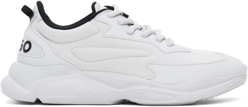 Oblačila BOSS Hugo Gray Faux-Leather Sneakers Bela | 50536960