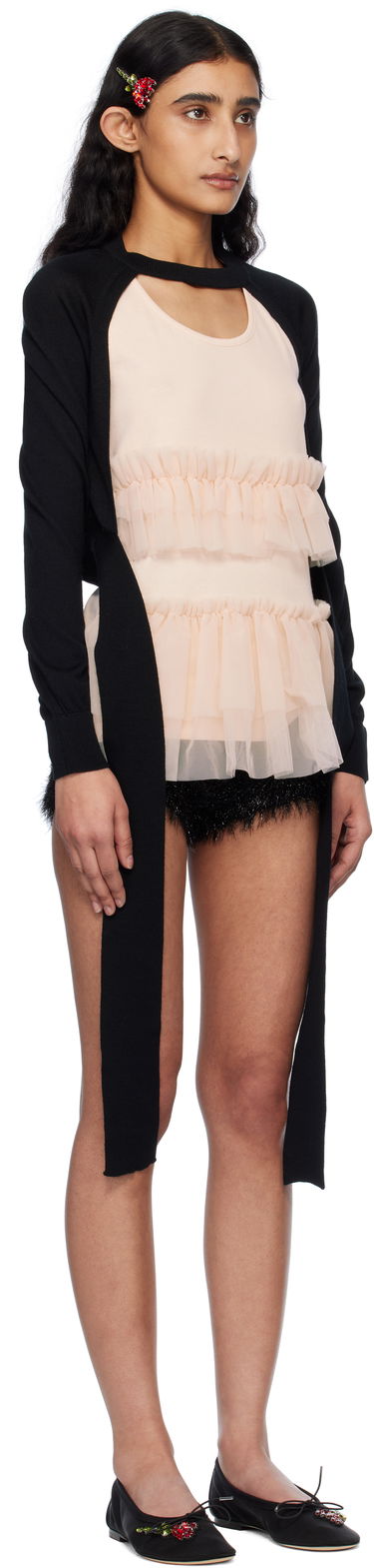 Pleteni pulover Simone Rocha Simone Rocha Cropped Cut-Out Cardigan Črna | KMK20 0647, 1