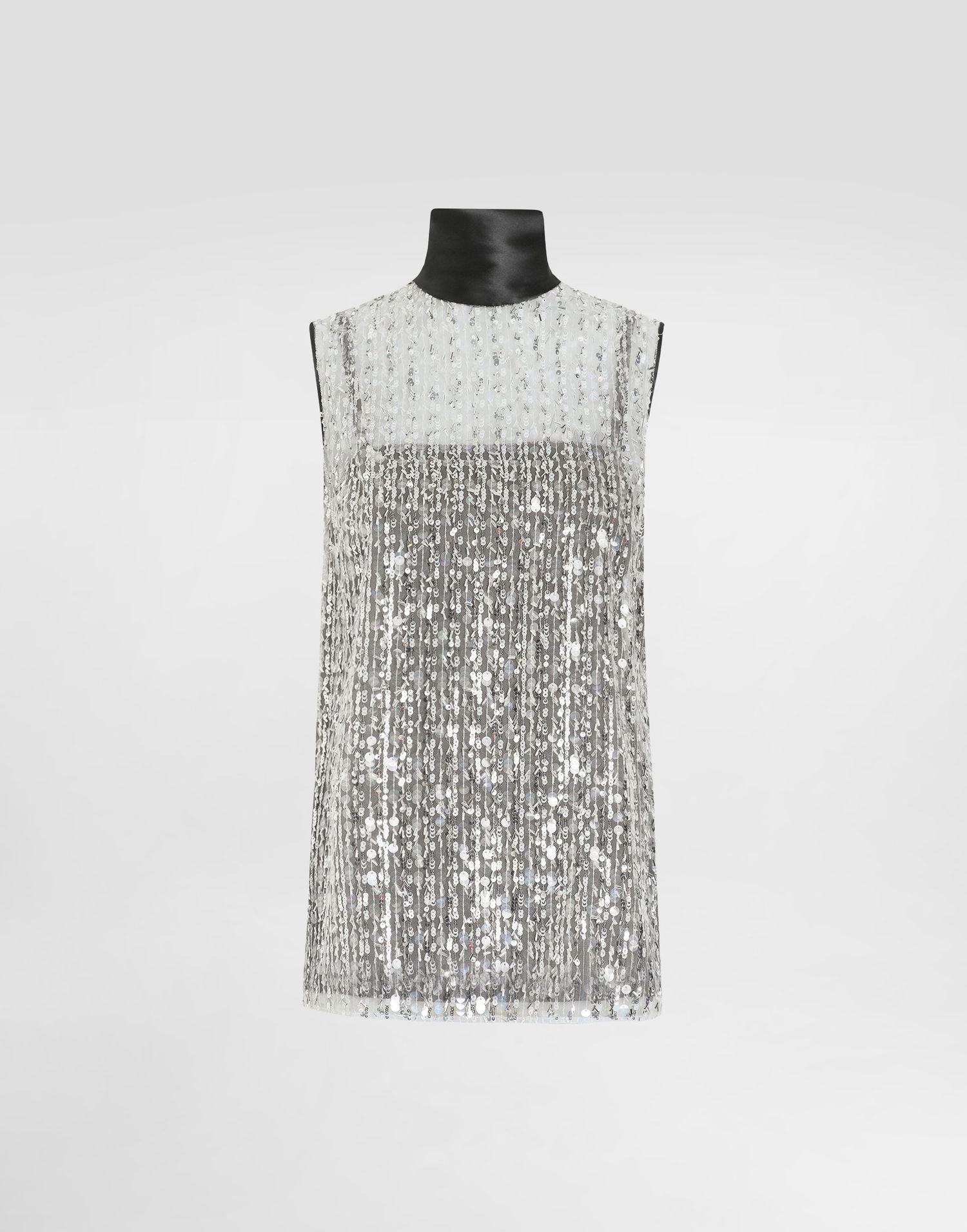 Majica brez rokavov Dolce & Gabbana Sequin Embellished Tulle Top Siva | F7AL2TFLSKBS0998, 0