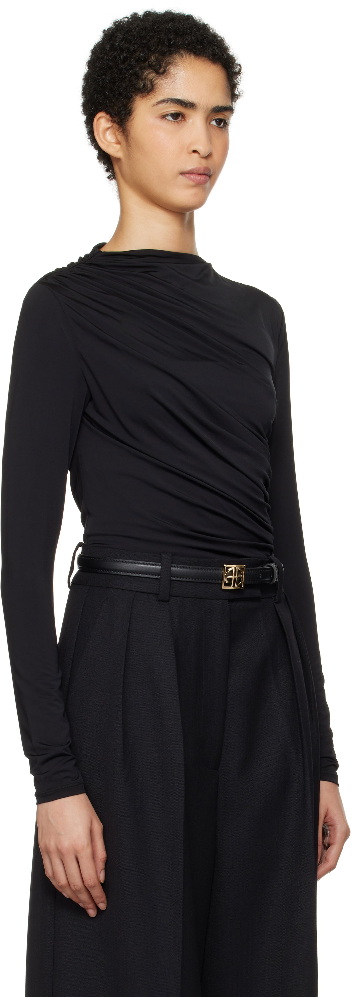 Majica Anine Bing Anine Bing Bray Draped Jersey Top Črna | A-08-10037-BLK29, 1