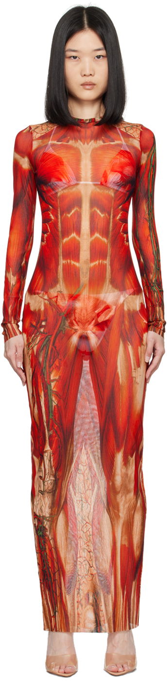 Obleke Jean Paul Gaultier Gaultier 'The Écorché' Maxi Dress Rdeča | 24/30-F-RO254-T554-301540