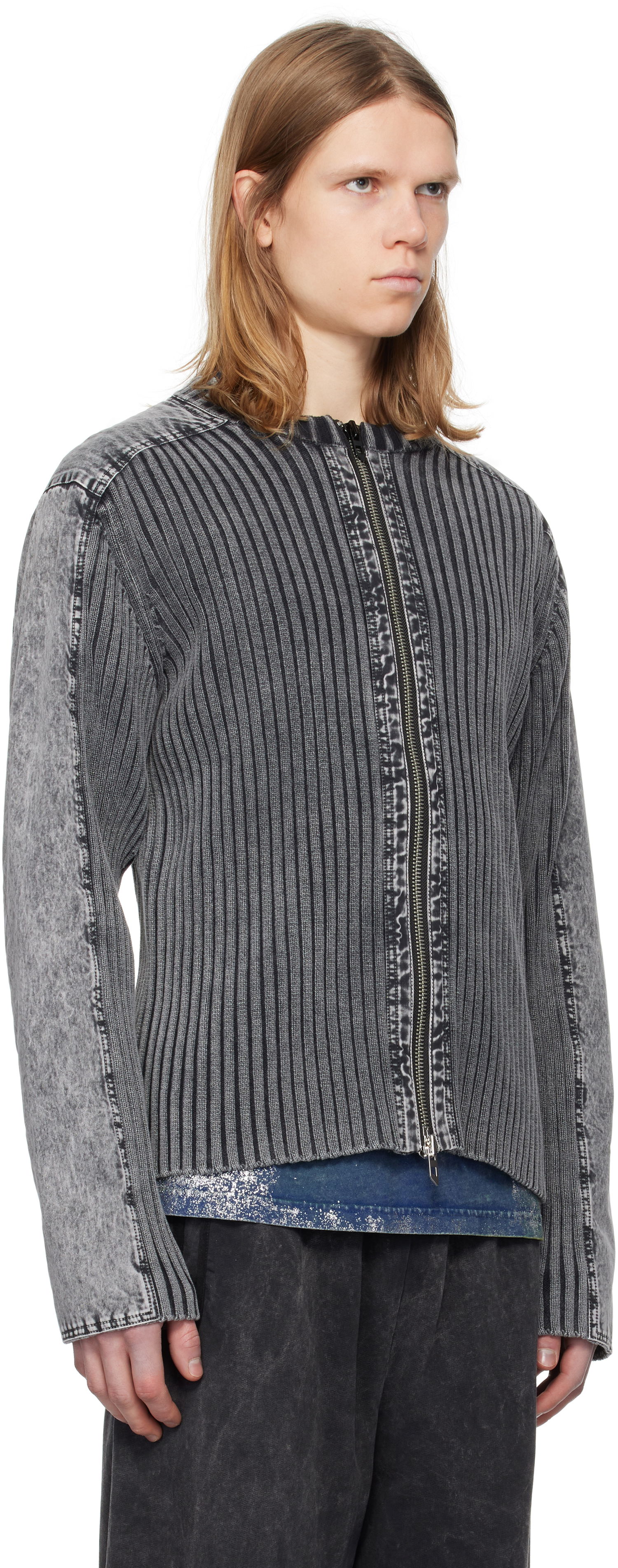 Pleteni pulover Diesel Diesel K-Matty Zip-Up Jacket Siva | A17464-0QMAN-900, 1