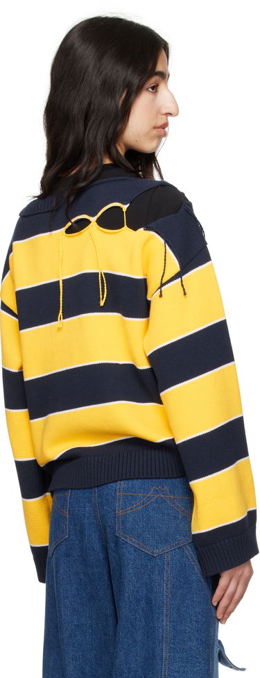 Pleteni pulover Charles Jeffrey Loverboy Charles Jeffrey LOVERBOY Slash Stripe Knit Sweater Mornarica | 54091302, 2