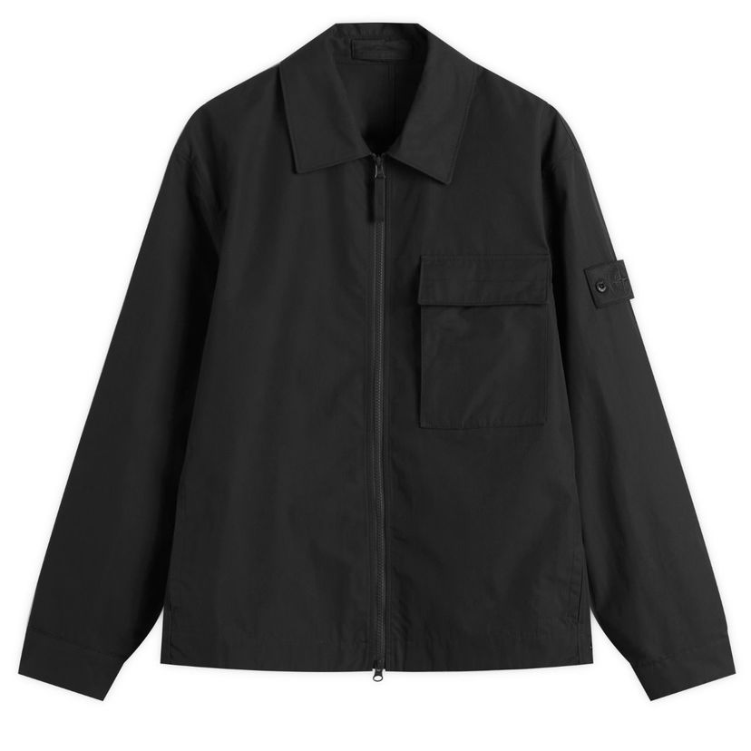 Jakna Stone Island Weatherproof Cotton Canvas Shirt Jacket, Size Large Črna | K2S151200018-V0029