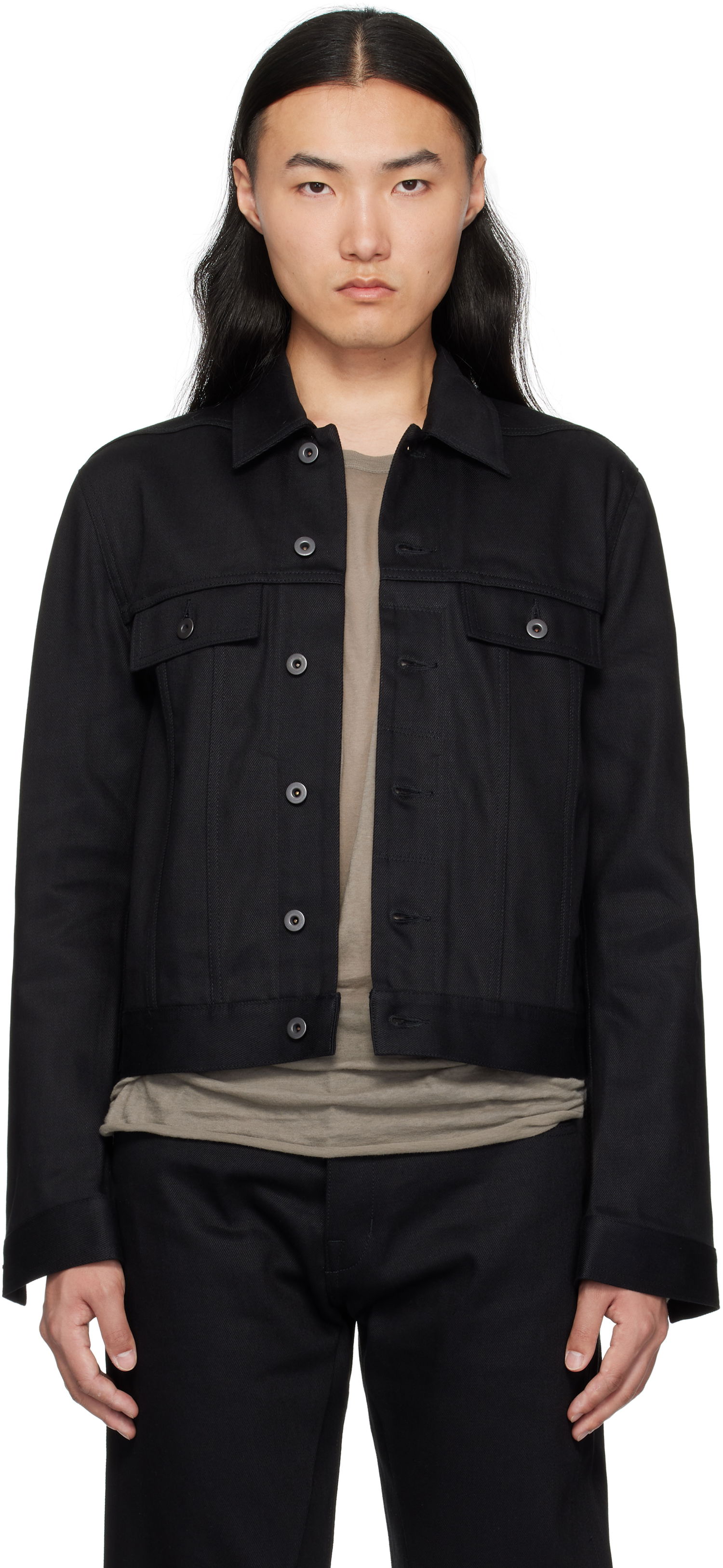 Jakna Rick Owens Rick Owens DRKSHDW Hollywood Trucker Denim Jacket Črna | DL01E6788 BLKJP, 0