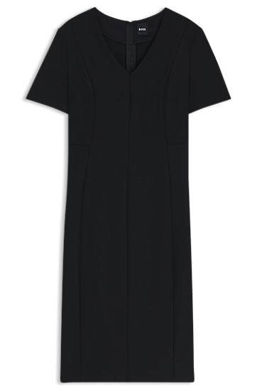 Obleke BOSS Stretch Fabric V-Neck Dress Črna | 50493529