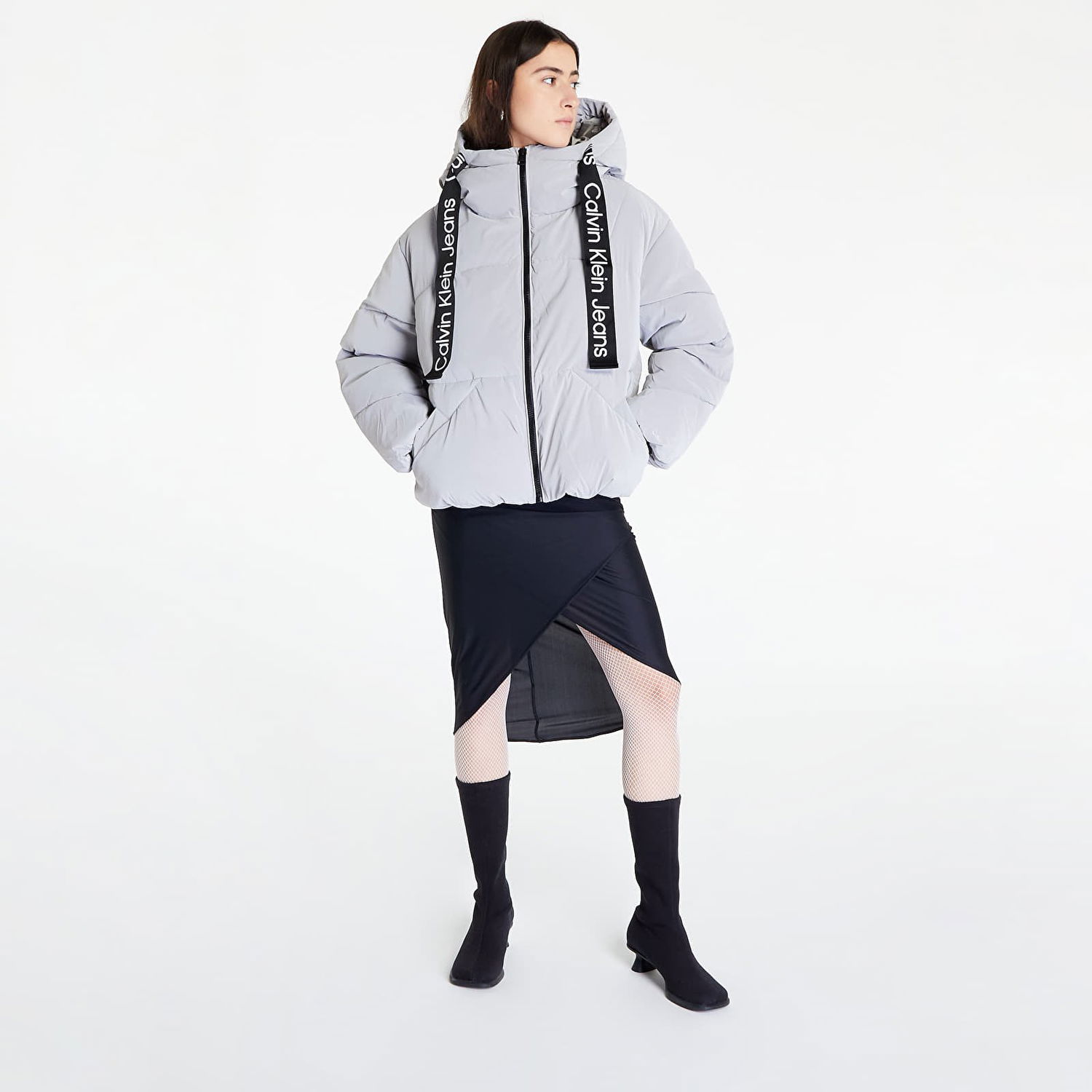 Puhovka CALVIN KLEIN Long Drawcords Soft Siva | J20J220017 PQY, 1
