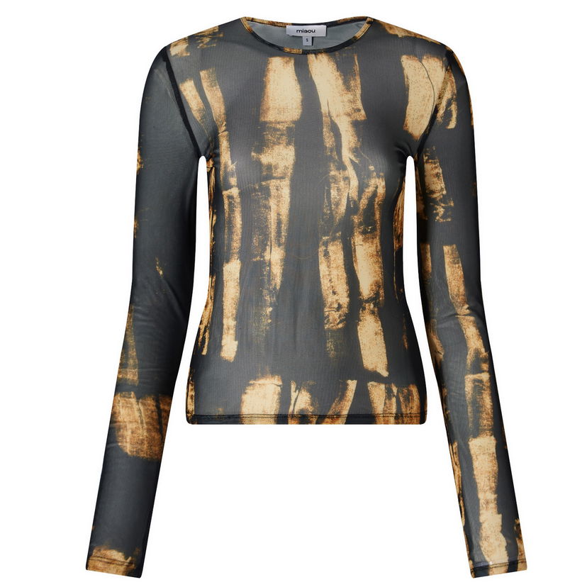 Majica Miaou Miaou Semi-Sheer Long Sleeve Top Rjava | 7029PM2TBR