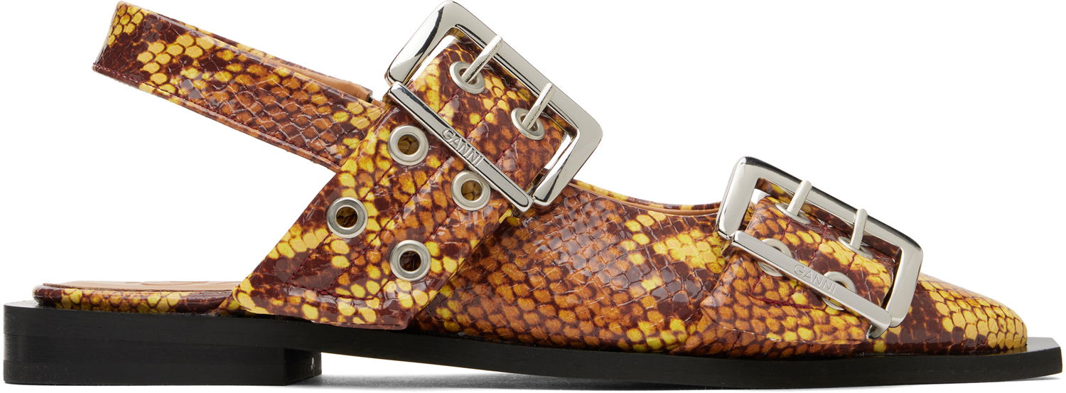 Obleke GANNI GANNI Feminine Buckle Flats Rumena | S2940, 0