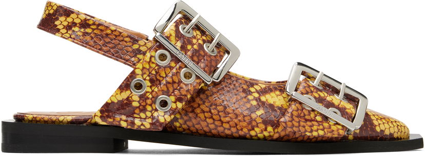 Obleke GANNI GANNI Feminine Buckle Flats Rumena | S2940