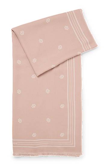Šala BOSS Jacquard Scarf with Monogram Print Roza | 50535789