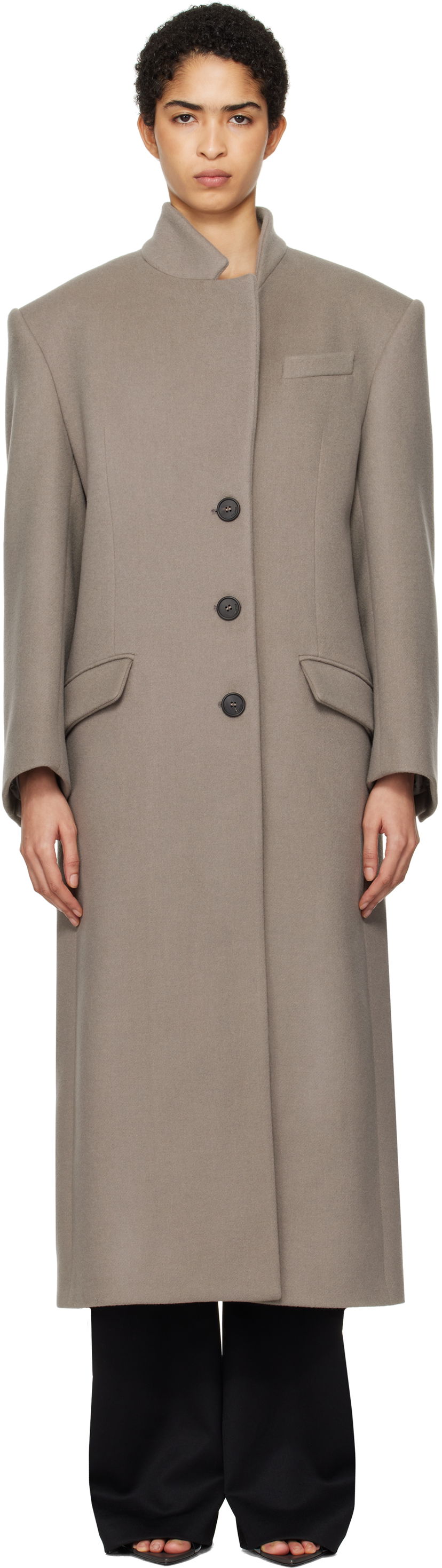 Plašči The Attico Attico Long Coat Siva | 250WCC00081 WWV058AA