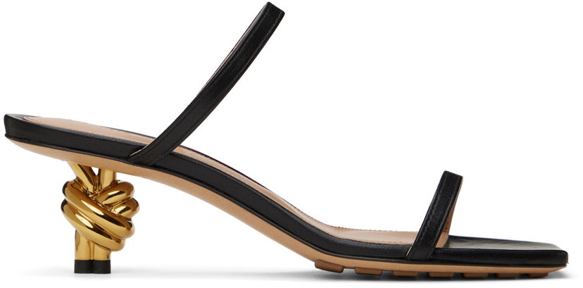 Modni dodatki Bottega Veneta Bottega Veneta Knot Heel Sandals Črna | 780298 V3VN0