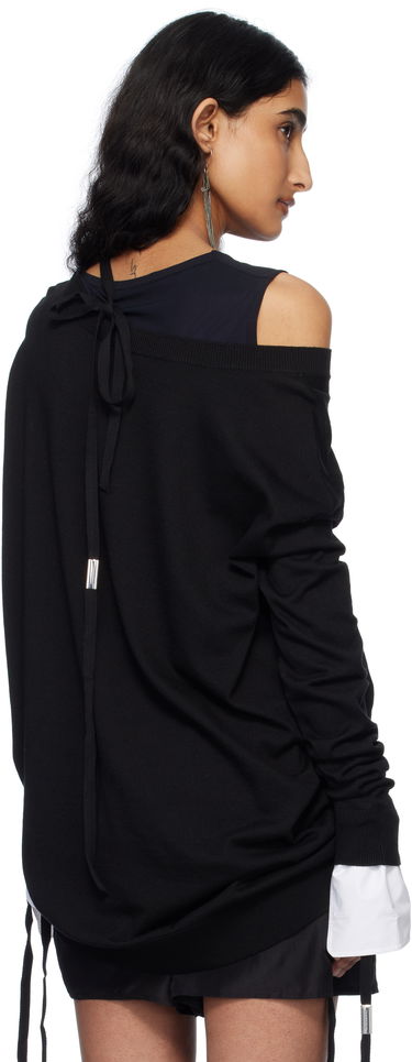 Pleteni pulover Ann Demeulemeester Ann Demeulemeester Helle Off-The-Shoulder Sweater Črna | 2510-W-KN06-KN055-099, 2