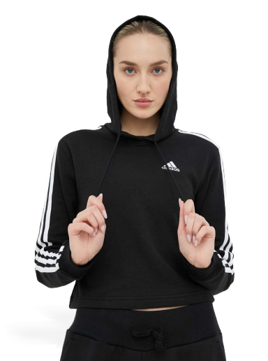 Pulover adidas Originals 3-Stripes French Terry Crop Črna | IC8767
