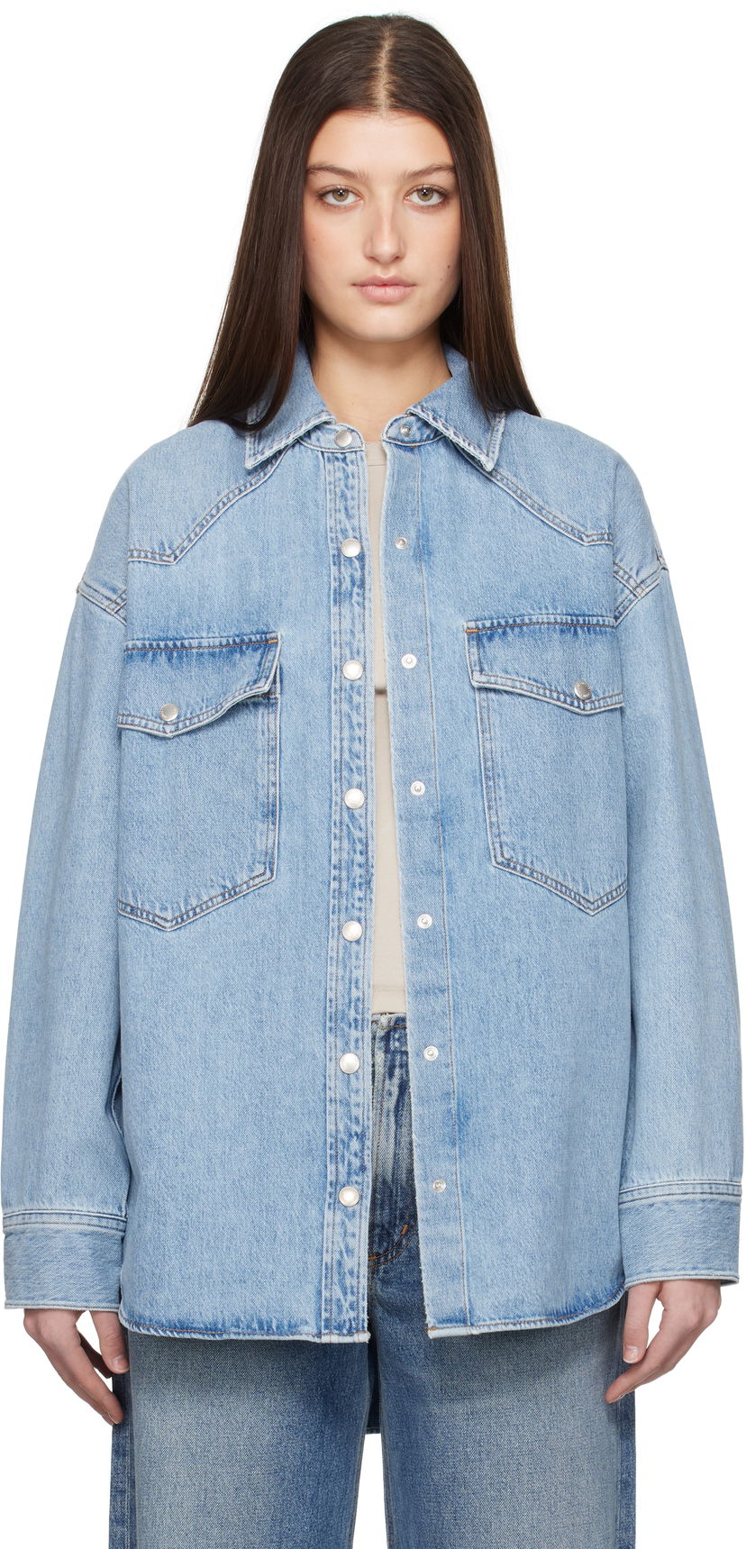 Srajce AGOLDE AGOLDE Lotta Denim Shirt Modra | A7357-3018