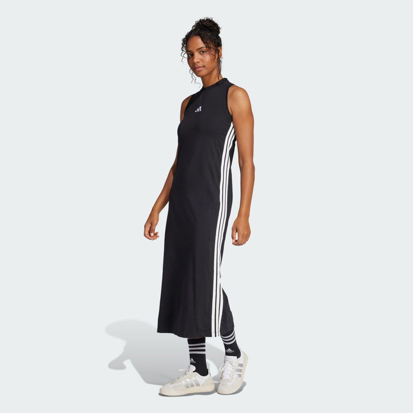 Obleke adidas Performance 3-Stripes Long Racerback Dress Črna | JE1208
