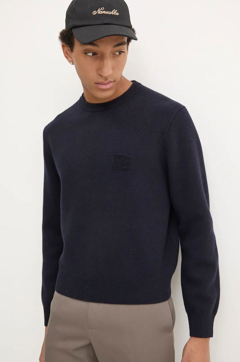 Pleteni pulover Nanushka Navy Blue Wool Sweater Mornarica | NM24PFSW00357