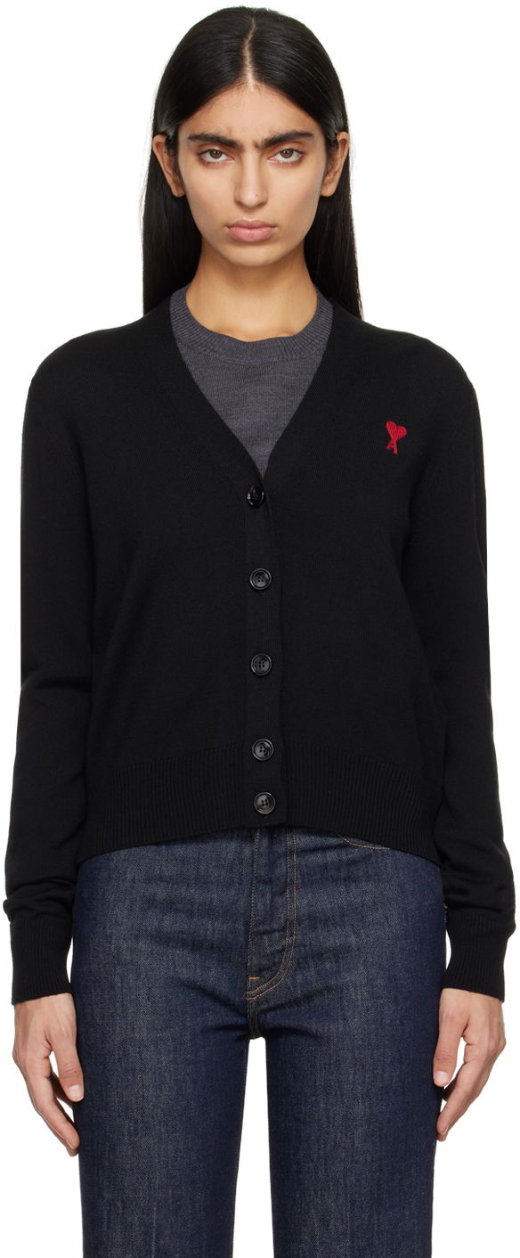 Pleteni pulover AMI De Cœur Cardigan Črna | BFFKC111.KN0025